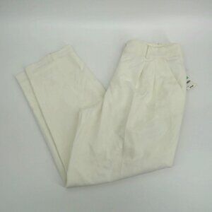Bar III Womens Button-Front Pleated Trousers Size 8 Off-White NWT $79